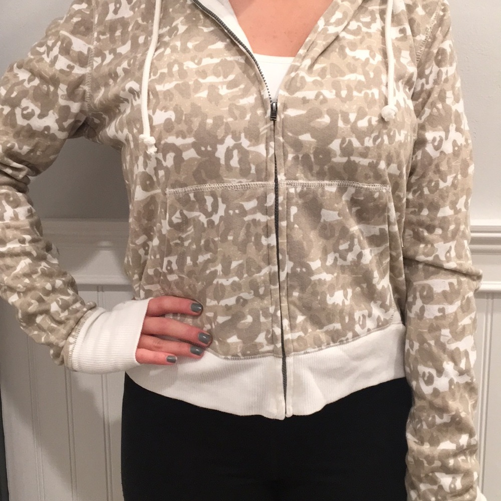 SO Girls Beige and White Camo Zip Hoodie